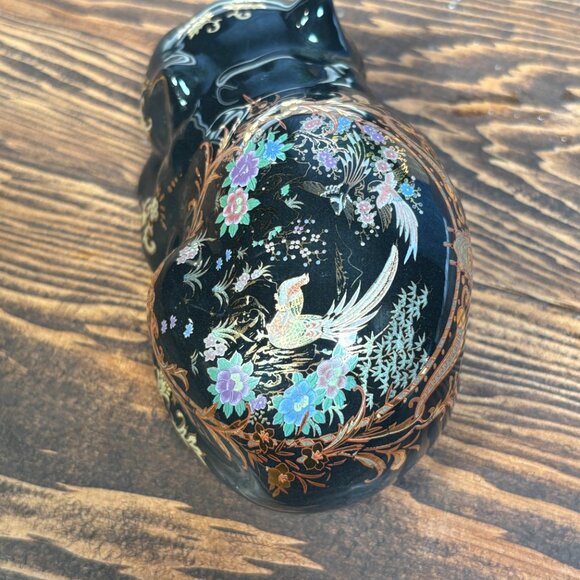 Vintage Satsuma Cat Figurine Black and Gold Ceramic Cat for Decor - Picture 10 of 16